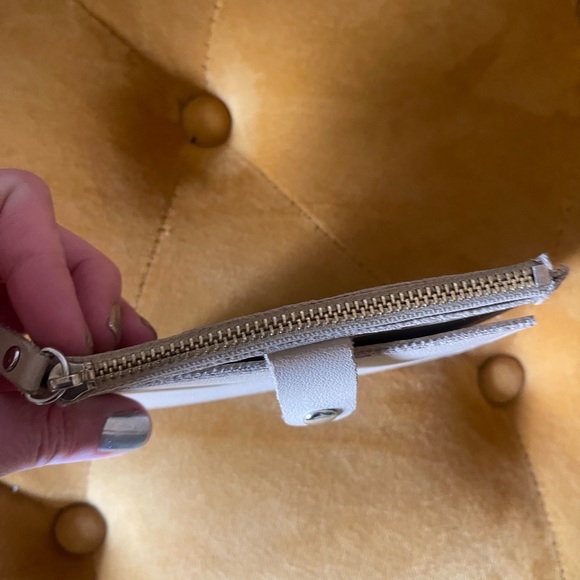 New beige faux leather Small zippered card wallet with coin purse vegan - Picture 3 of 3